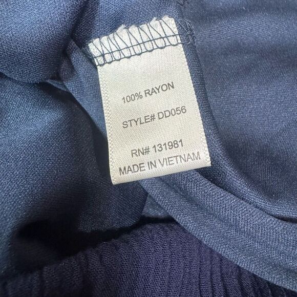 Naif Women's navy blue Embroidered Flowy Peasant Midi Dress, SZ XL - Picture 8 of 9